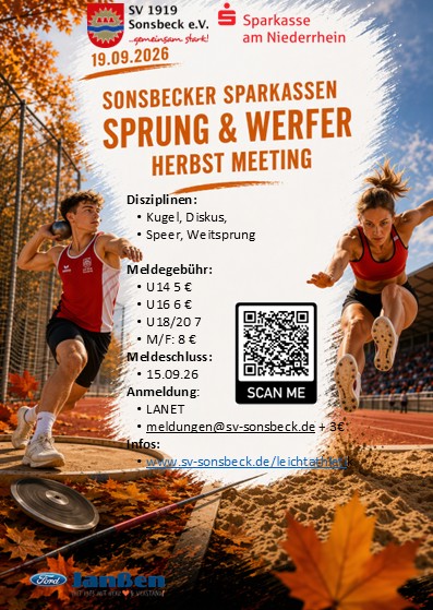 Flyer Sonsbecker Sparkassen Sprung & Werfer Herbst Meeting